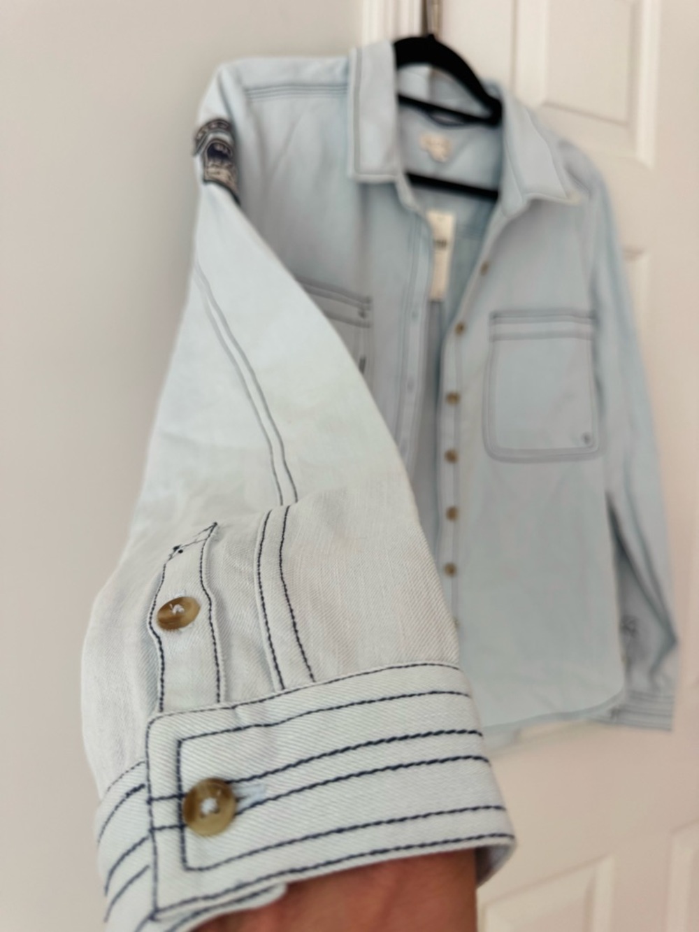 Anthropologie Pilcro Buttondown Denim  Patch Shirt - Picture 8 of 13